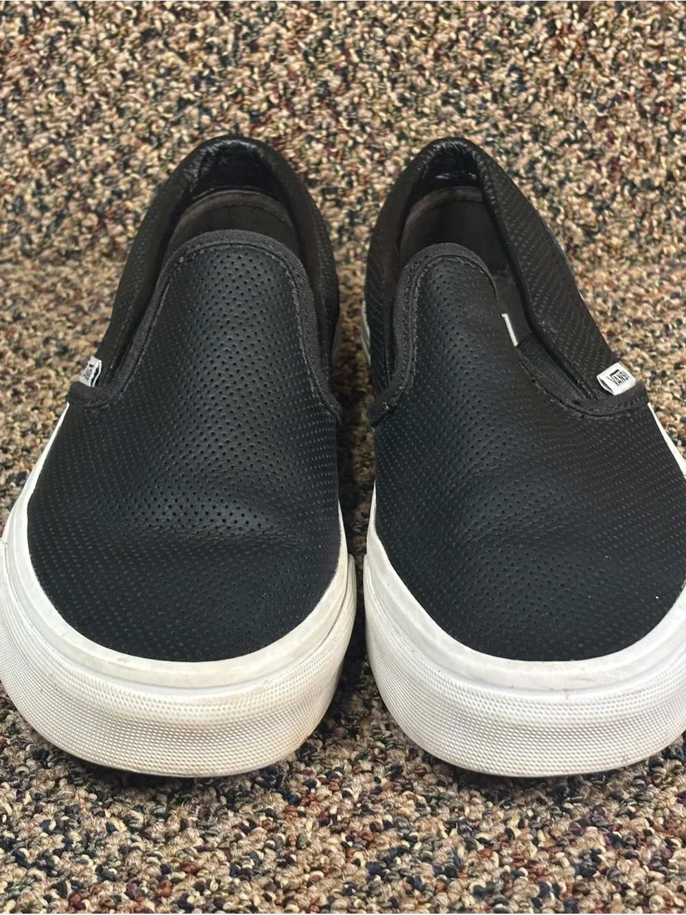 Vans Black Perforated Slip-On Sneakers with White Sole
